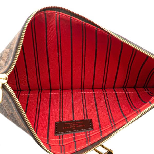 Pre-owned Louis Vuitton Damier Ebene Neverfull Pouch MM Brown
