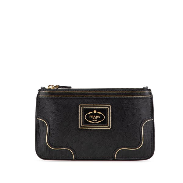 Pre-owned Prada Saffiano Pouch Black