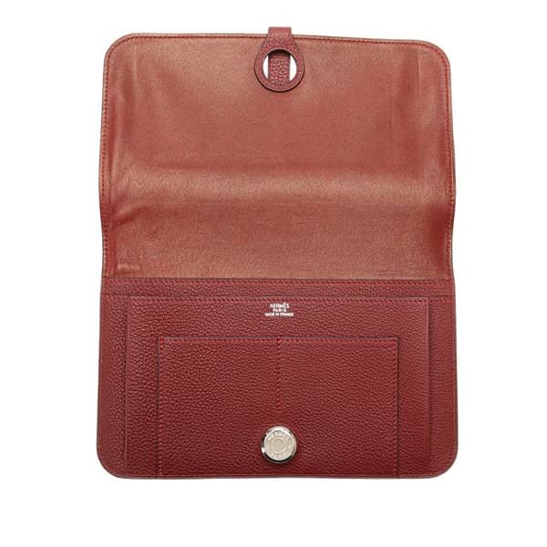 Pre-owned Hermès Togo Dogon Duo Wallet GM Red