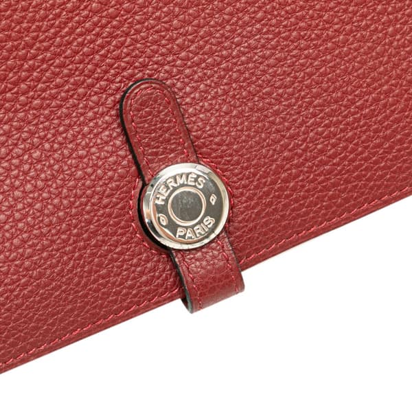 Pre-owned Hermès Togo Dogon Duo Wallet GM Red