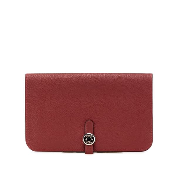 Pre-owned Hermès Togo Dogon Duo Wallet GM Red
