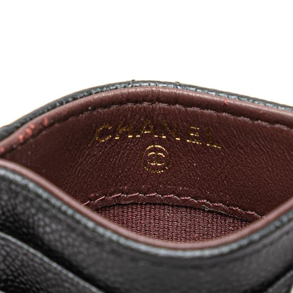 Pre-owned Chanel CC Quilted Caviar Card Holder Black