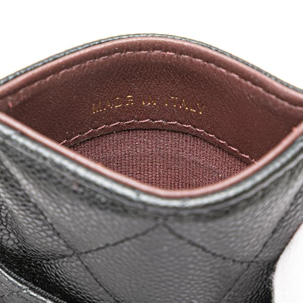 Pre-owned Chanel CC Quilted Caviar Card Holder Black