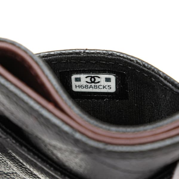 Pre-owned Chanel CC Quilted Caviar Card Holder Black