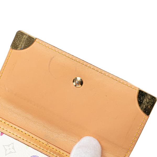 Pre-owned Louis Vuitton Monogram Multicolore Porte Monnaie Billets Wallet White