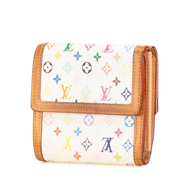 Pre-owned Louis Vuitton Monogram Multicolore Porte Monnaie Billets Wallet White