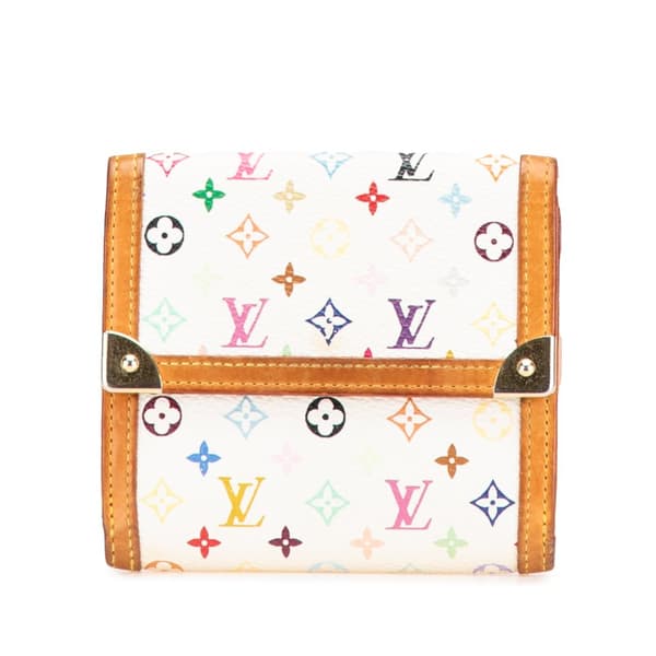 Pre-owned Louis Vuitton Monogram Multicolore Porte Monnaie Billets Wallet White