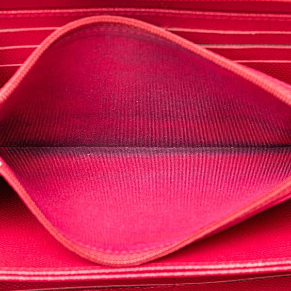 Pre-owned Chanel Quilted Caviar Boy Zip Around Wallet Pink