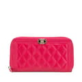 Pikkukuva 1 / 9: Pre-owned Chanel Quilted Caviar Boy Zip Around Wallet Pink