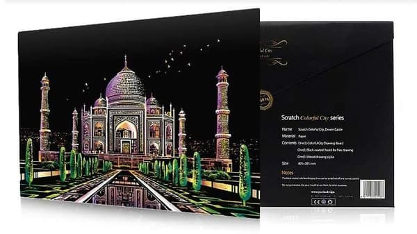 Magisk Skraplott Taj Mahal Mausoleum Indien 40x28 cm