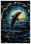 Miniatyrbild 1 av 6: Skraplott med självlysande mönster, hoppande delfin, 40x28 cm