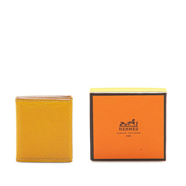 Pre-owned Hermès Chevre Mysore Grand Papa 6 Views Photo Holder PM Yellow