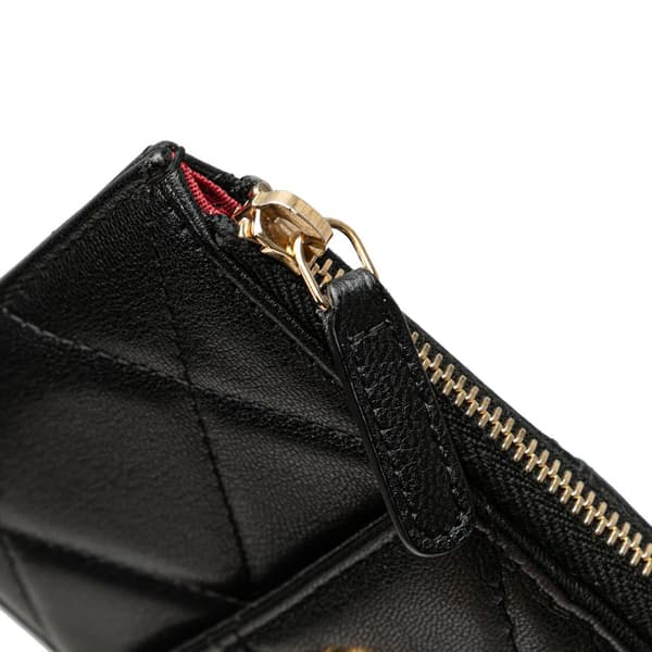 Pre-owned Chanel CC Quilted Goatskin 19 Phone and Card Holder Black