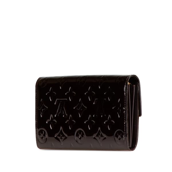Pre-owned Louis Vuitton Monogram Vernis Sarah Wallet Purple