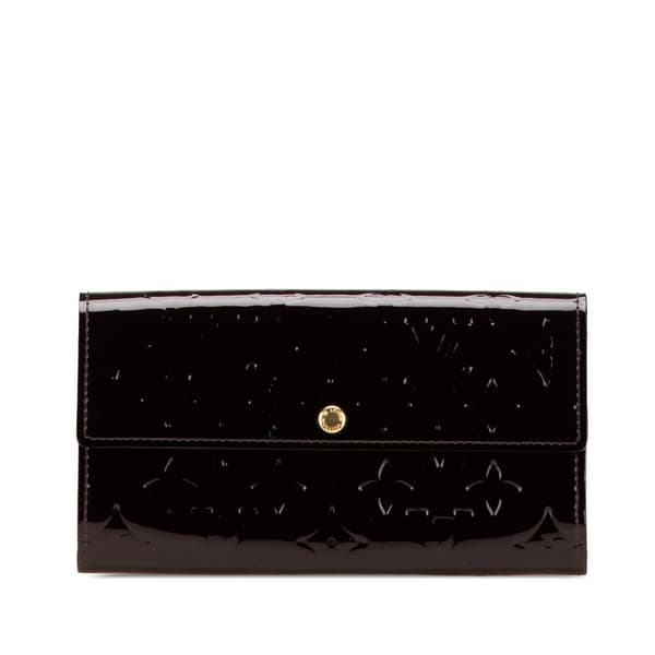 Pre-owned Louis Vuitton Monogram Vernis Sarah Wallet Purple