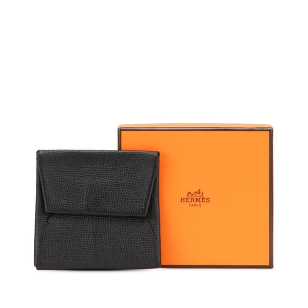 Pre-owned Hermès Epsom Bastia Coin Pouch Black