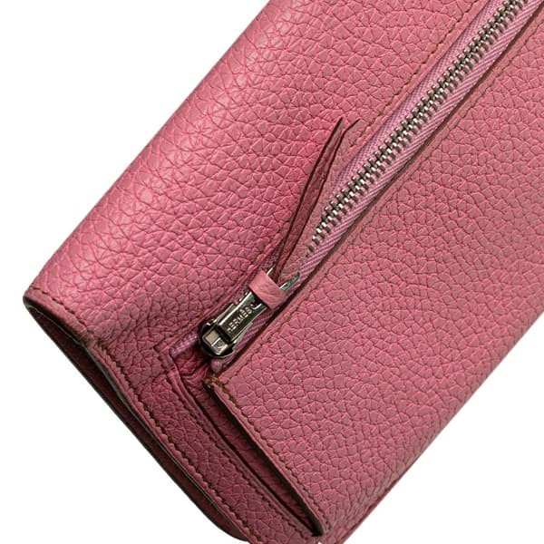 Pre-owned Hermès Togo Dogon Wallet GM Pink