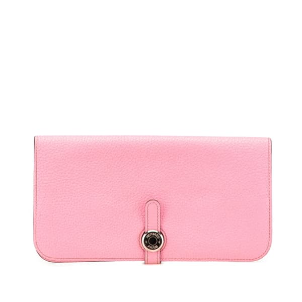 Pre-owned Hermès Togo Dogon Wallet GM Pink