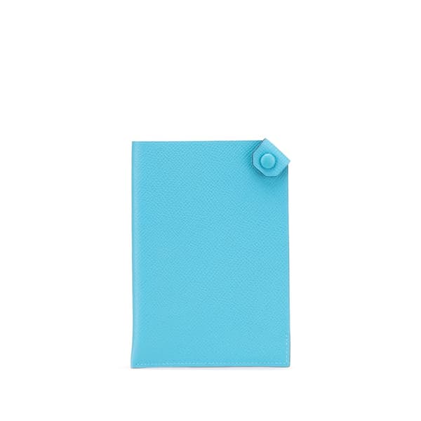 Pre-owned Hermès Epsom Tarmac PM Passport Cover Blue