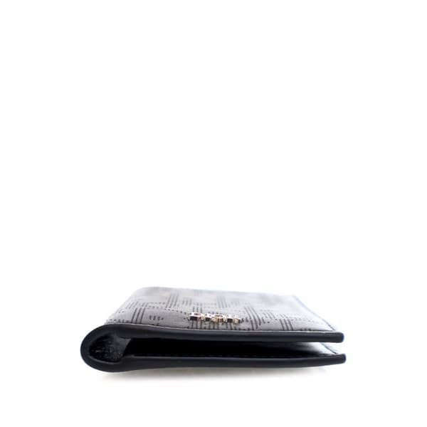 Pre-owned Dior Perforated Oblique Calfskin Galaxy Bifold Card Holder Black