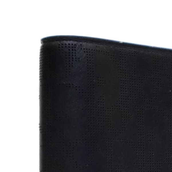 Pre-owned Dior Perforated Oblique Calfskin Galaxy Bifold Card Holder Black