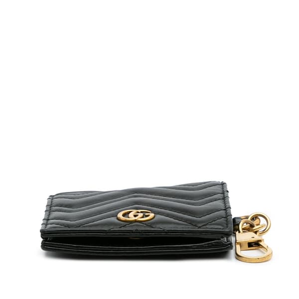 Pre-owned Gucci GG Marmont Matelasse Leather Card Holder Black