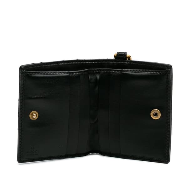 Pre-owned Gucci GG Marmont Matelasse Leather Card Holder Black