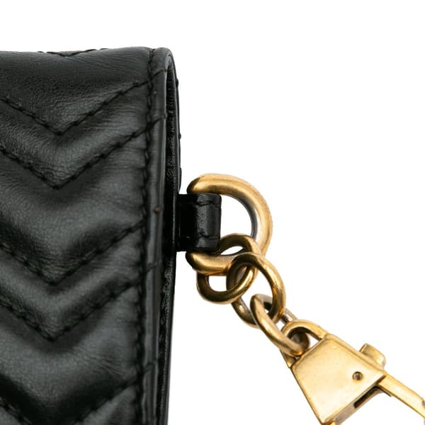 Pre-owned Gucci GG Marmont Matelasse Leather Card Holder Black