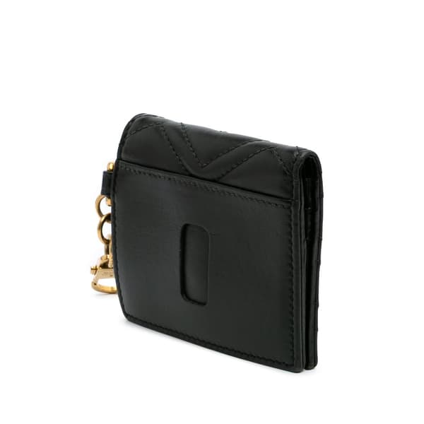 Pre-owned Gucci GG Marmont Matelasse Leather Card Holder Black