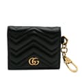Miniatyrbilde 1 av 10: Pre-owned Gucci GG Marmont Matelasse Leather Card Holder Black