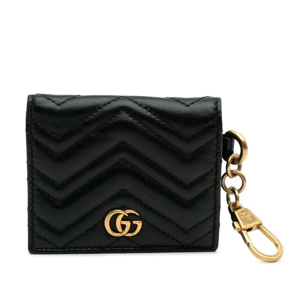 Pre-owned Gucci GG Marmont Matelasse Leather Card Holder Black