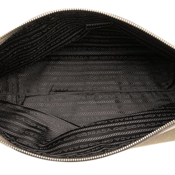 Pre-owned Prada Canvas Canapa Logo Pouch Brown