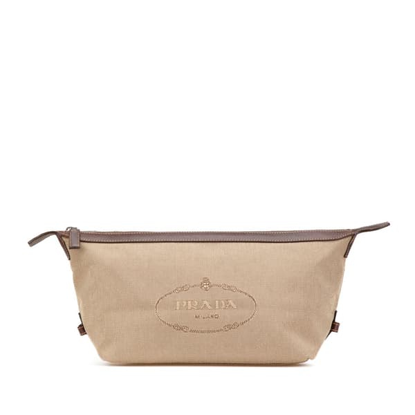 Pre-owned Prada Canvas Canapa Logo Pouch Brown