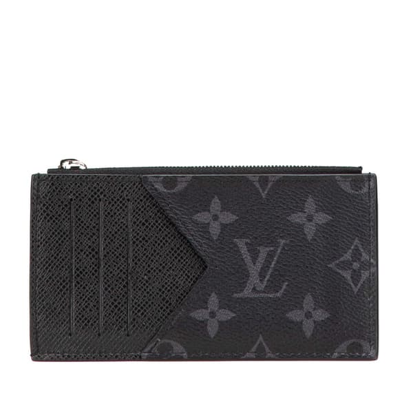 Pre-owned Louis Vuitton Taigarama Coin Card Holder Black