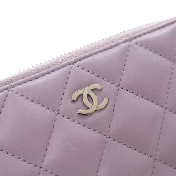 Pre-owned Chanel Quilted Lambskin Classic Long Zip Wallet Purple