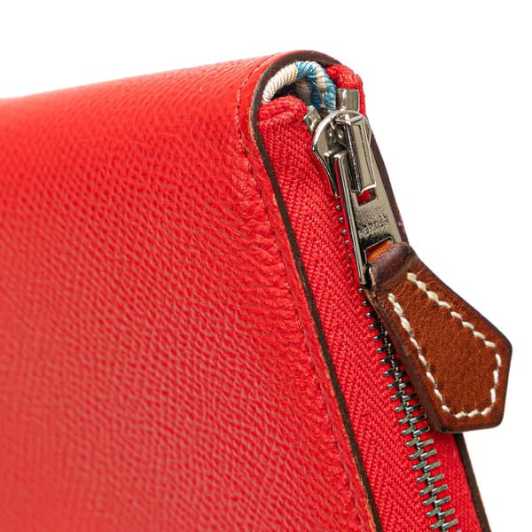 Pre-owned Hermès Mini Epsom Silk In Change Purse Red