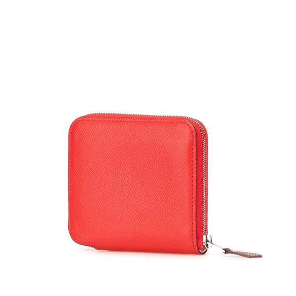Pre-owned Hermès Mini Epsom Silk In Change Purse Red