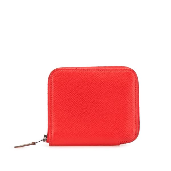 Pre-owned Hermès Mini Epsom Silk In Change Purse Red