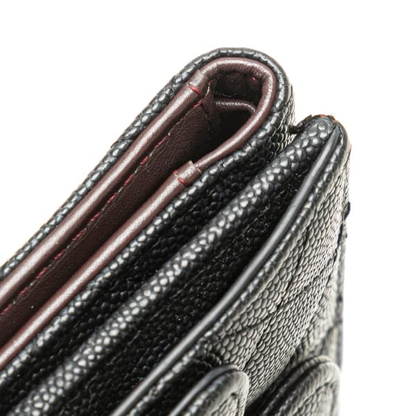 Pre-owned Chanel CC Quilted Caviar Trifold Wallet Black