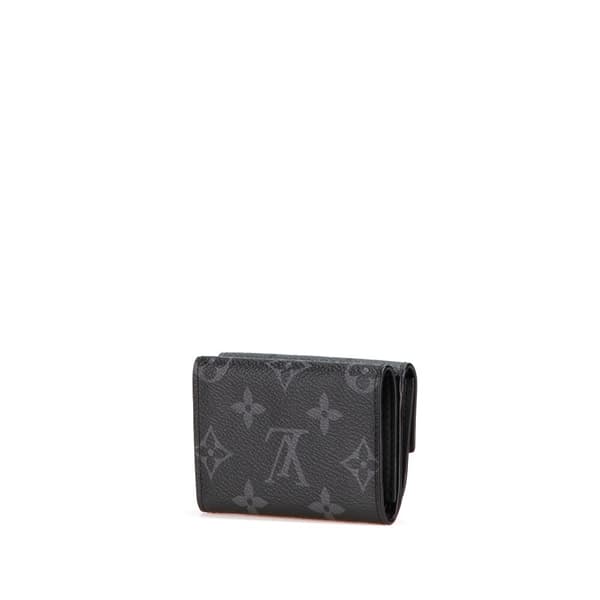 Pre-owned Louis Vuitton Monogram Eclipse Reverse Discovery Compact Wallet Black
