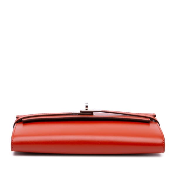 Pre-owned Hermès Box Calf Kelly Longue Wallet Orange