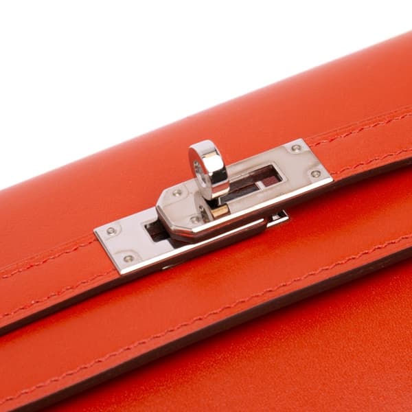 Pre-owned Hermès Box Calf Kelly Longue Wallet Orange