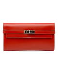 Pikkukuva 1 / 9: Pre-owned Hermès Box Calf Kelly Longue Wallet Orange
