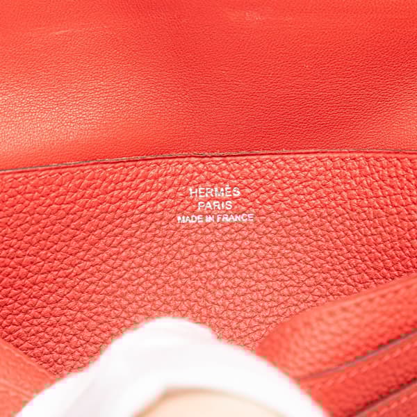 Pre-owned Hermès Clemence Dogon Long Wallet Red
