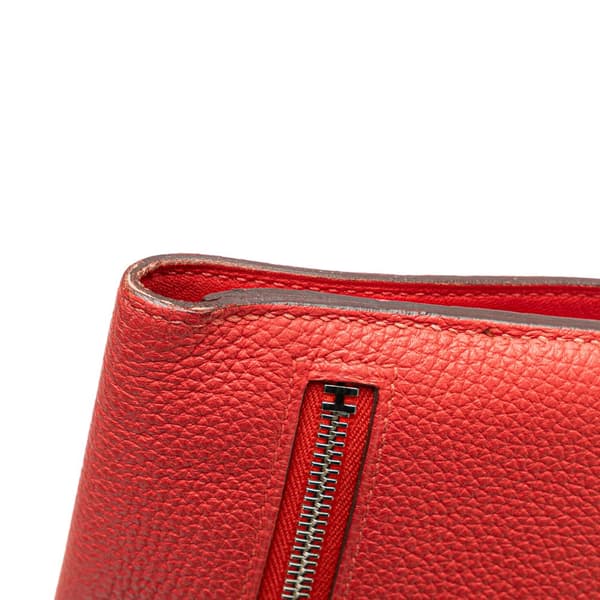 Pre-owned Hermès Clemence Dogon Long Wallet Red