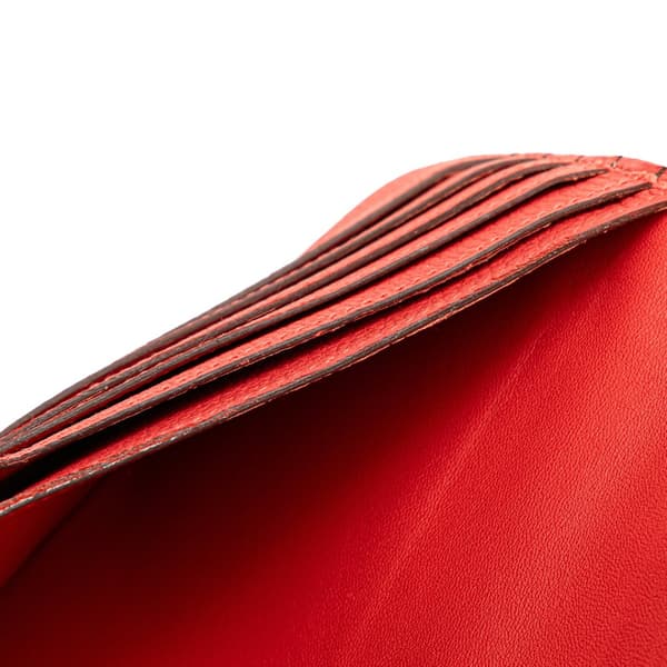 Pre-owned Hermès Clemence Dogon Long Wallet Red