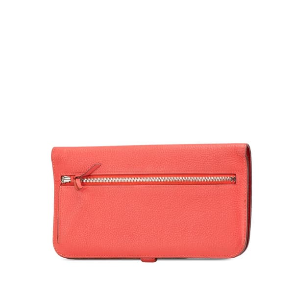 Pre-owned Hermès Clemence Dogon Long Wallet Red