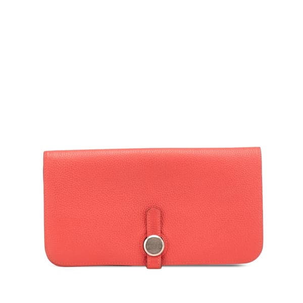 Pre-owned Hermès Clemence Dogon Long Wallet Red