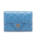 Miniatyrbild 1 av 10: Pre-owned Chanel CC Quilted Calfskin Trifold Wallet Blue