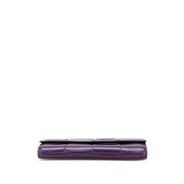 Pre-owned Bottega Veneta Nappa Maxi Intrecciato Long Wallet Purple
